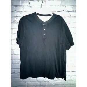 George and Martha Men’s Black Short Sleeve Shirt Size Large 3-Button Polo Style